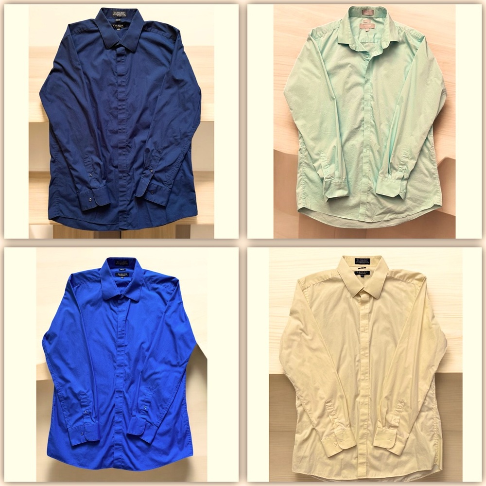 Lot of dress shirts. 4 total. Like new. Slim fit XL. 17 neck 34/35 sleeves.